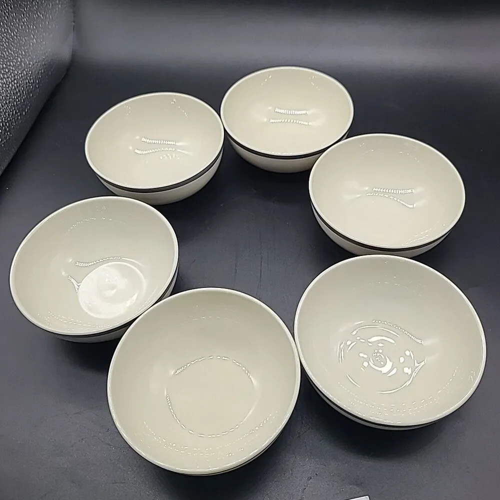 Pickard Set (6) BOWLS Fruit Dessert Snack Gray Gold Rim 4.5